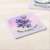 Happy Birthday met  Paarse  Orchid Kartonnen Onderzetters (Schuin)