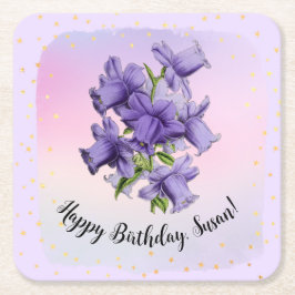 Happy Birthday met  Paarse  Orchid Kartonnen Onderzetters