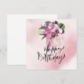 Happy Birthday met paarse orchidee waterverf (Voorkant / Achterkant)