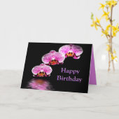 Happy Birthday met Paarse orchideeën Kaart (Gele Bloem)