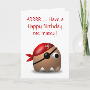 Happy Birthday met piraat en oogpatch Kaart