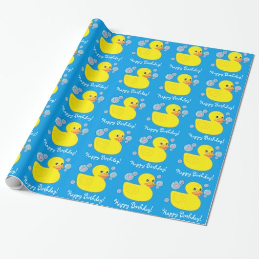 Happy Birthday met Rubber Ducky Cadeaupapier (Uitgerold)