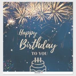 Happy Birthday met sparkles en blauwe ster backgro Sticker