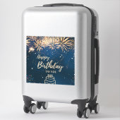 Happy Birthday met sparkles en blauwe ster backgro Sticker (Koffer)