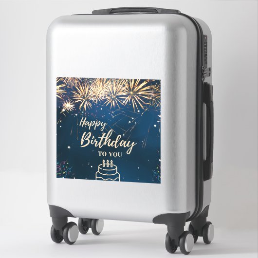 Happy Birthday met sparkles en blauwe ster backgro Sticker (Koffer)