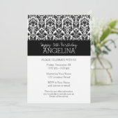 Happy Birthday met Trendy Black en White Damask Kaart (Staand voorkant)