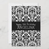 Happy Birthday met Trendy Black en White Damask Kaart (Achterkant)