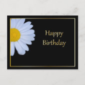 Happy Birthday met White Flower en Black Bkgrd Briefkaart (Voorkant)