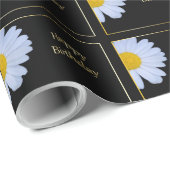 Happy Birthday met White Flower en Black Bkgrd Cadeaupapier (Rol Hoek)