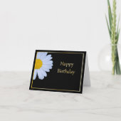 Happy Birthday met White Flower en Black Bkgrd Kaart (Voorkant)