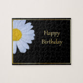 Happy Birthday met White Flower en Black Bkgrd Legpuzzel (Horizontaal)