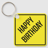 Happy Birthday Metal Square Sleutelhanger (Voorkant)