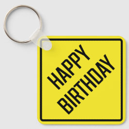 Happy Birthday Metal Square Sleutelhanger