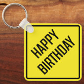 Happy Birthday Metal Square Sleutelhanger (Voorkant)