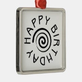 Happy Birthday Metalen Ornament (Rechts)