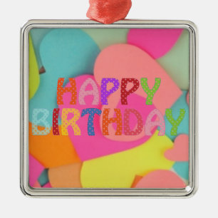 Happy Birthday Metalen Ornament