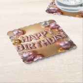 Happy Birthday Metallic Balloons Onderzetter Set (Gebogen)