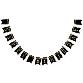 Happy Birthday Metallic Gold op zwart Vlaggetjes (Alle)