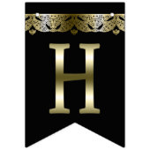 Happy Birthday Metallic Gold op zwart Vlaggetjes (Tweede vlag)