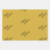 Happy Birthday Metallic Gold Wrapping Paper Sheets (Voorkant 2)