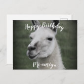 Happy Birthday "Mi Amiga" briefkaart lama (Voorkant / Achterkant)