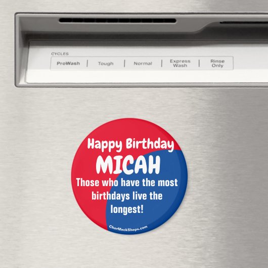 Happy Birthday MICAH red/blue magnet (Insitu (Vaatwasser))