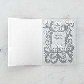 Happy Birthday middeleeuwse bloembrief lijst CC128 Kaart (Binnen)