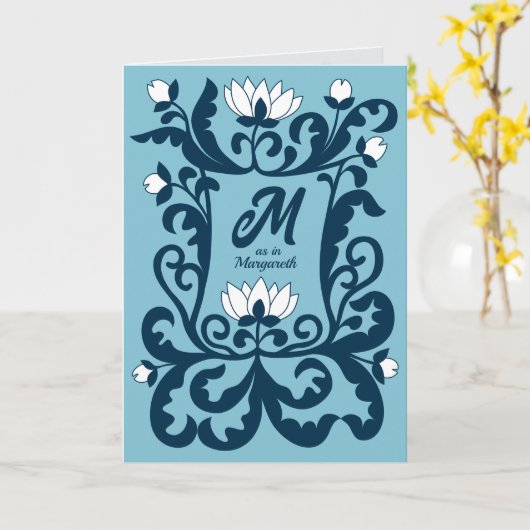 Happy Birthday middeleeuwse bloembrief lijst CC128 Kaart (Gele Bloem)