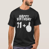 HAPPY BIRTHDAY + Middelvinger T Cool 32e dag T-shirt (Voorkant)