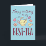 Happy Birthday Mijn Bestie Funny Tea Party Birthda Kaart<br><div class="desc">Gefeliciteerd met mijn beste thee. Grappig,  grappig en soms sarcastisch verjaardagskaarten voor je familie en vrienden. Haal deze leuke kaart voor je speciale iemand. Bezoek onze winkel voor meer coole verjaardagskaarten.</div>