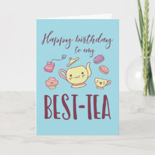 Happy Birthday Mijn Bestie Funny Tea Party Birthda Kaart