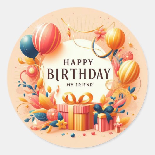 Happy Birthday mijn vriend sticker (Voorkant)