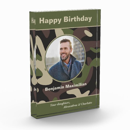 Happy Birthday Militaire Camouflage Aangepast Fotoblokken (Links)