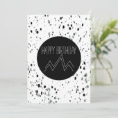 Happy Birthday Minimalist Black and White Mountain Kaart (Staand voorkant)