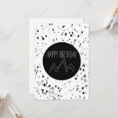 Happy Birthday Minimalist Black and White Mountain Kaart (Voorkant / Achterkant in situ)