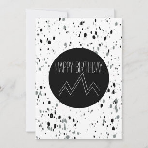 Happy Birthday Minimalist Black and White Mountain Kaart
