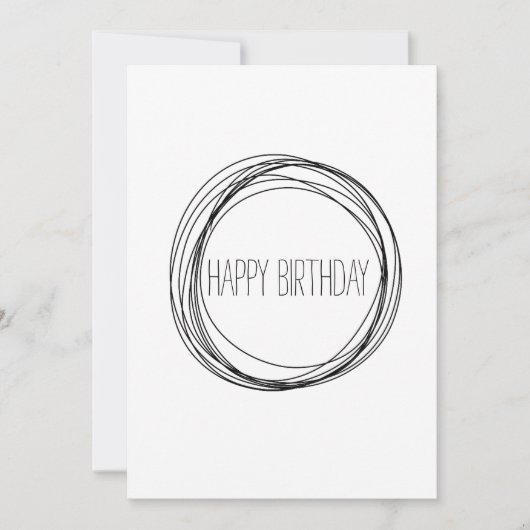 Happy Birthday-minimalistisch zwart-wit Kaart (Voorkant)