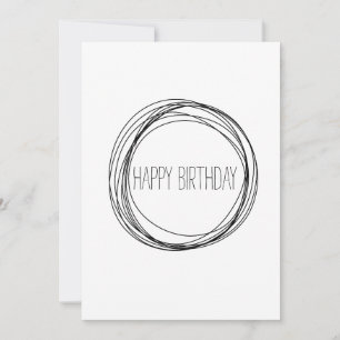 Happy Birthday-minimalistisch zwart-wit Kaart