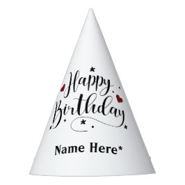 Happy Birthday-minimalistische typografie Feesthoedjes