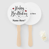 Happy Birthday-minimalistische typografie Handwaaier (Voorkant en achterkant)