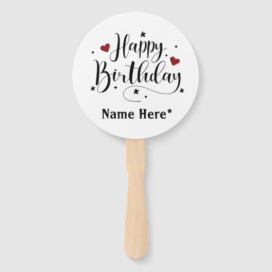 Happy Birthday-minimalistische typografie Handwaaier (Voorkant)