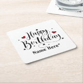 Happy Birthday-minimalistische typografie Kartonnen Onderzetters (Schuin)
