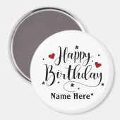 Happy Birthday-minimalistische typografie Magneet (Voorkant / Achterkant)