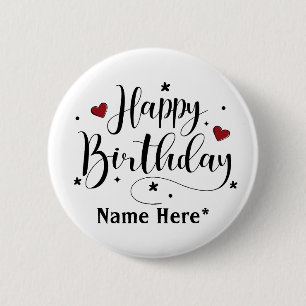 Happy Birthday-minimalistische typografie Ronde Button 5,7 Cm