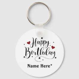 Happy Birthday-minimalistische typografie Sleutelhanger