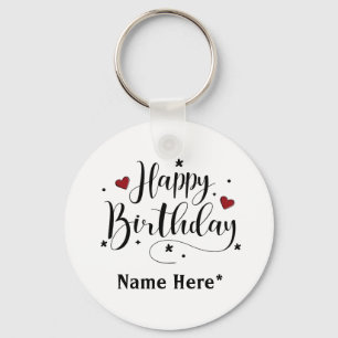 Happy Birthday-minimalistische typografie Sleutelhanger