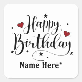 Happy Birthday-minimalistische typografie Vierkante Sticker