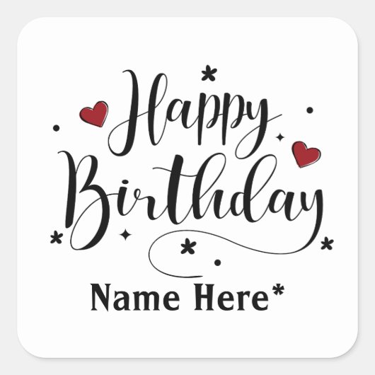 Happy Birthday-minimalistische typografie Vierkante Sticker (Voorkant)