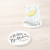 Happy Birthday-minimalistische typografie Zandsteen Onderzetter (Zijkant)