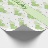 Happy Birthday Mint Green Hearts Wrap Cadeaupapier (Hoek)